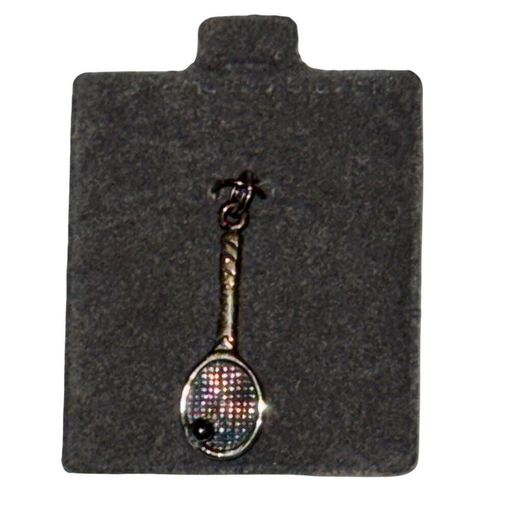Vintage Tennis Racket‎ Ball Charm Sports Jewelry Pendant New on Card Athlete